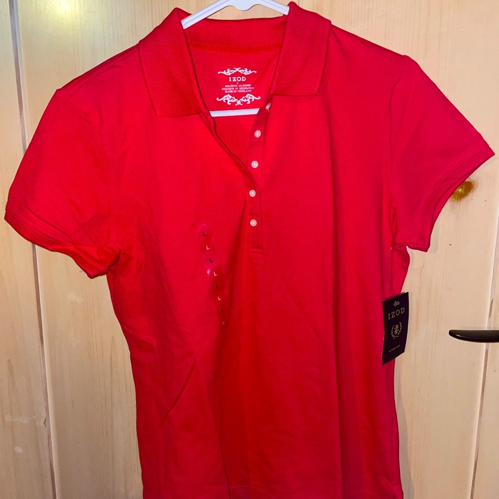 Izod red polo wit tags!